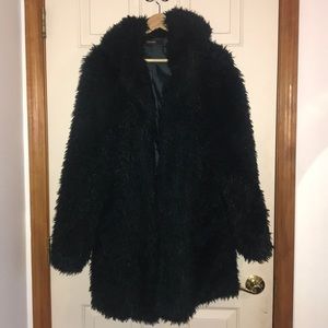 Dark Green Zara Fur Coat